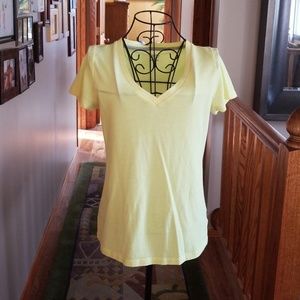 Massimo  yellow v-neck short sleeved shirt.